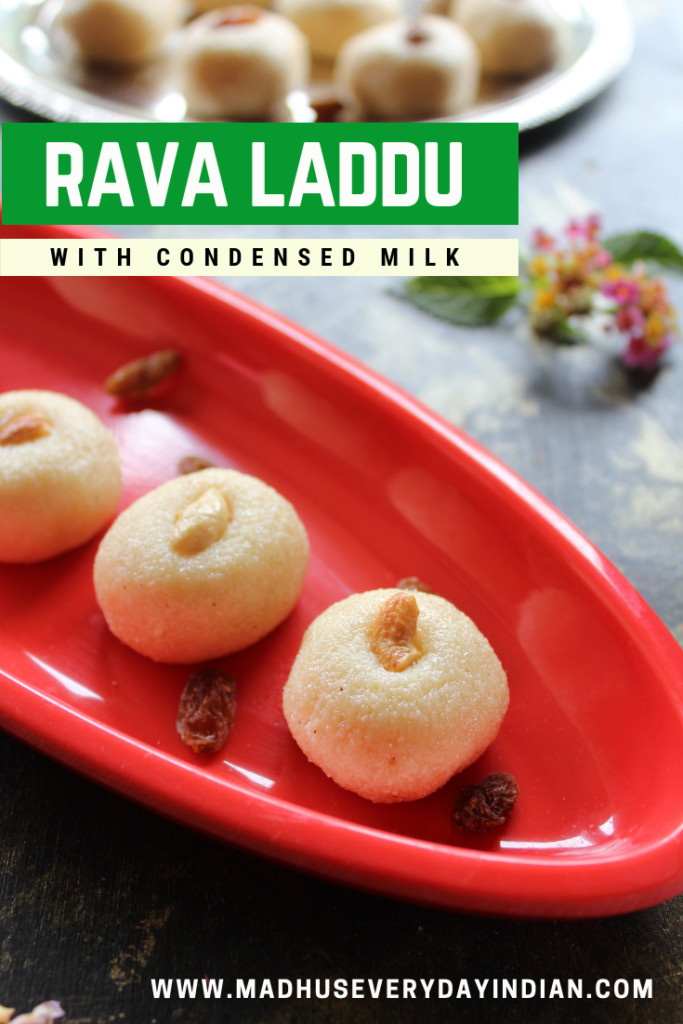 rava laddu with condensed milk