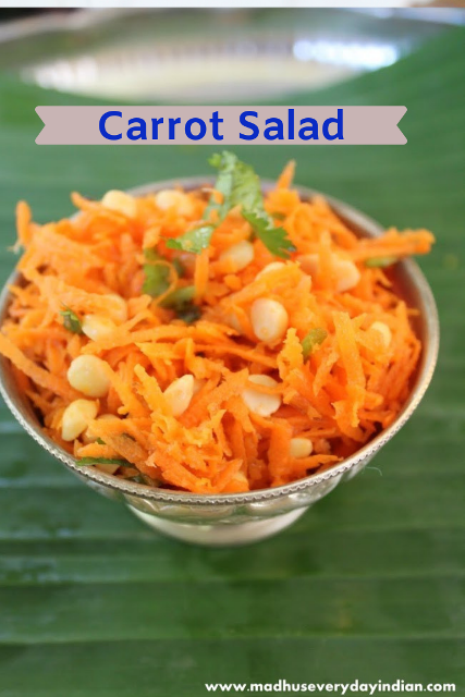 carrot salad with lentil and coriander leaves