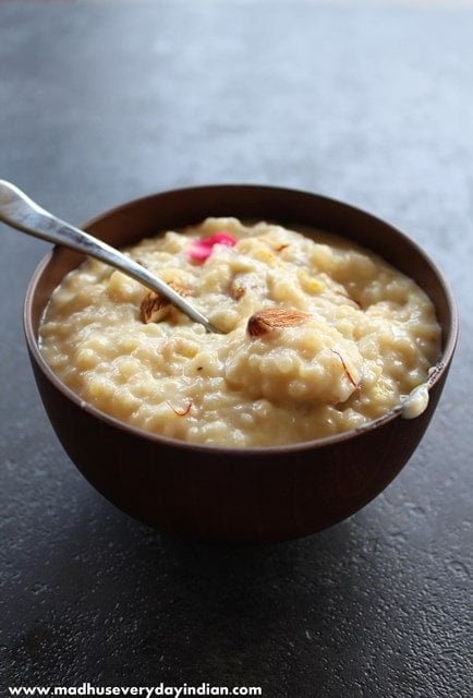 rice kheer served with almonds