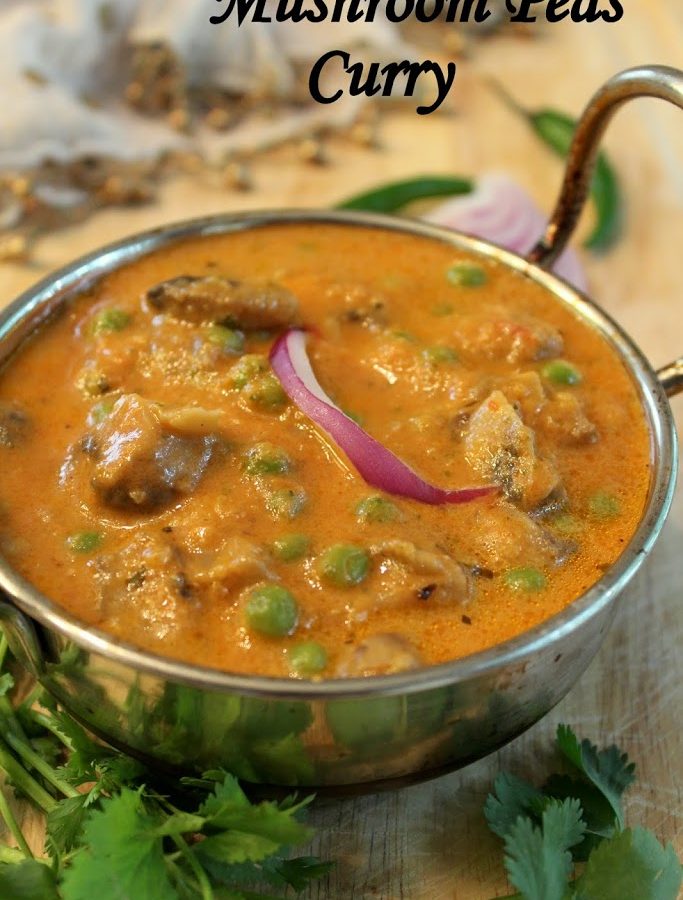 mushroom peas curry, curry recipe