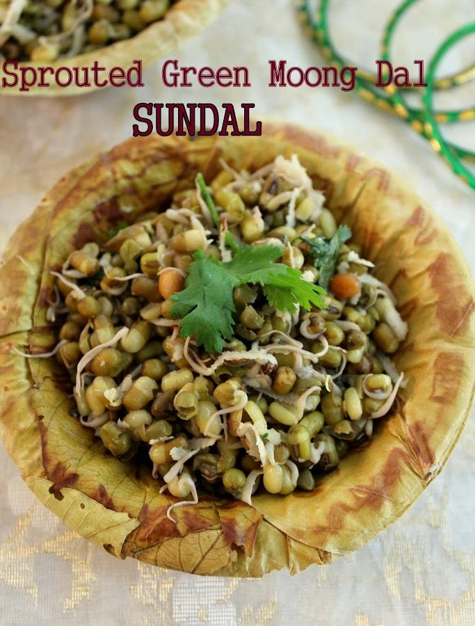 sprouted green moong dal sundal as neivedyam for navratri