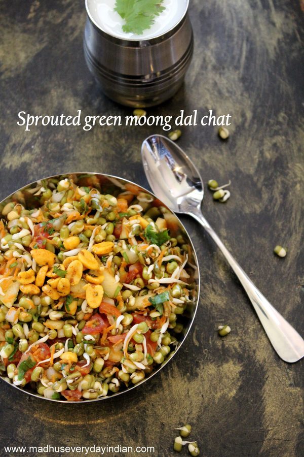 Sprouted green moong dal chat