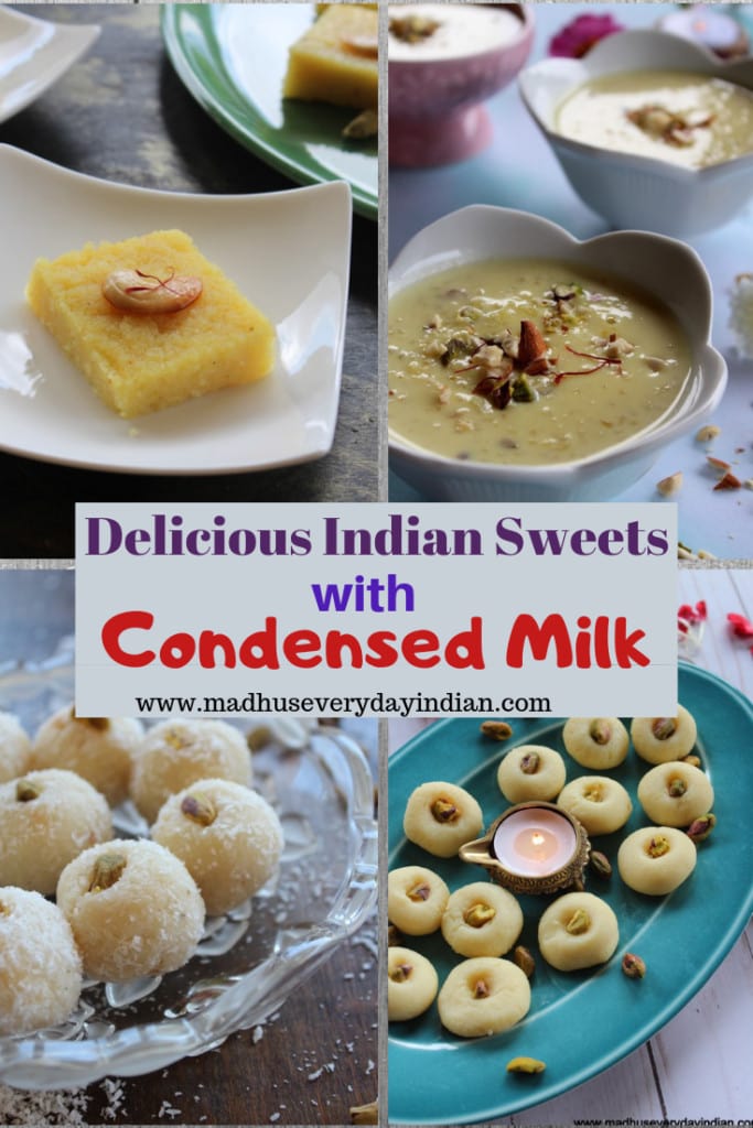 collection of indian sweets made with sweetend condensed milk