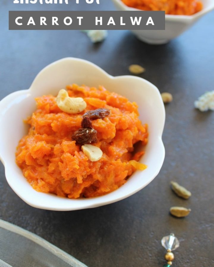 Instant pot carrot halwa topped with nuts