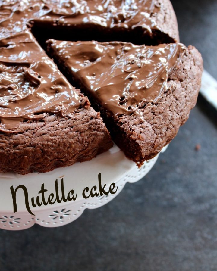 a slice pf nutella chocolate cake