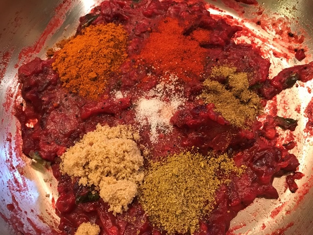 spices added to the cranberry gojju