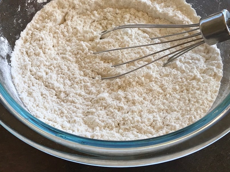 flour, corn starch and salt mixed with a whisk