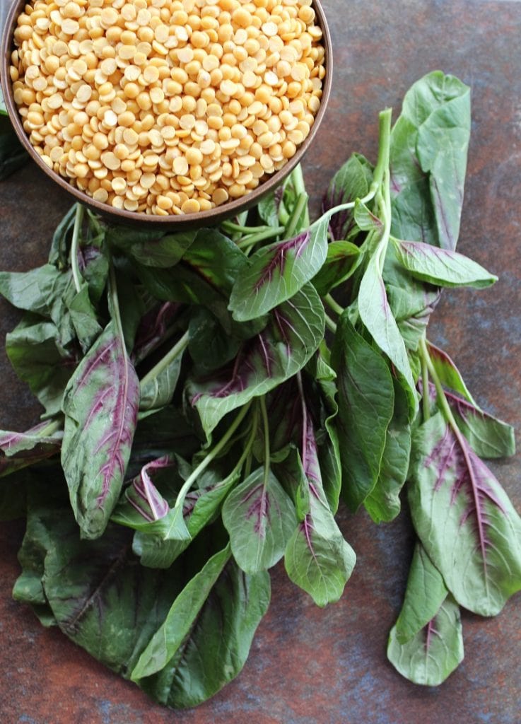 toor dal and amaranth leaves