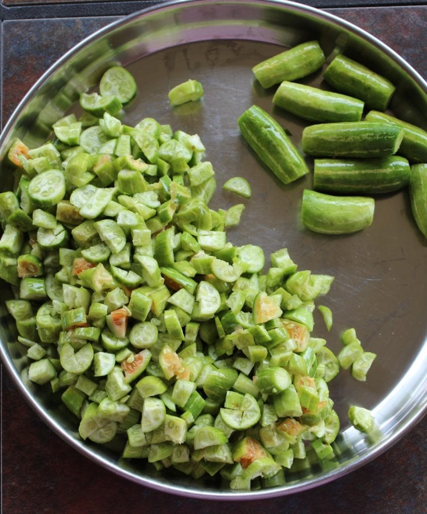 chopped ivy gourd or tindora picture