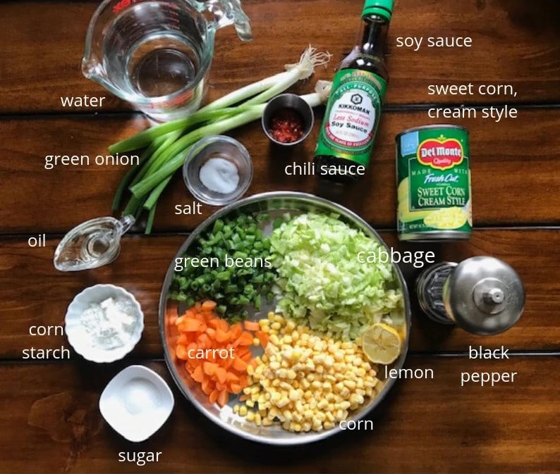 sweet corn soup ingredients picture