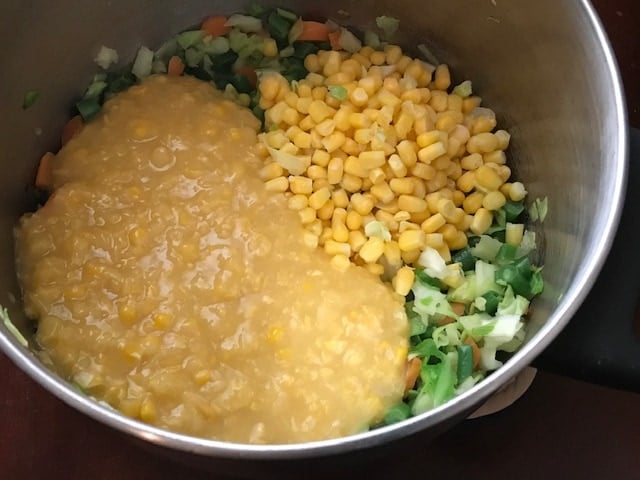 corn and sweet corn cream style added to the veggies