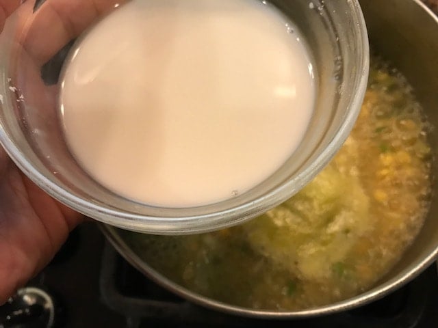 corn starch added to the soup