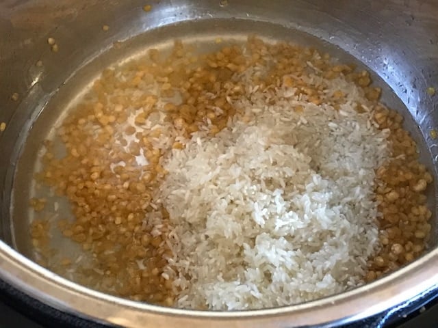 rice and moong dal added into instant pot