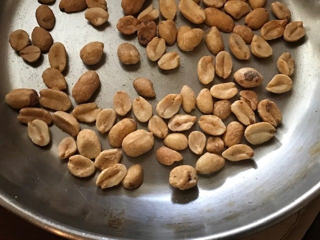 roasted peanuts in a pan
