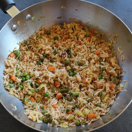 fried rice indian style in a wok