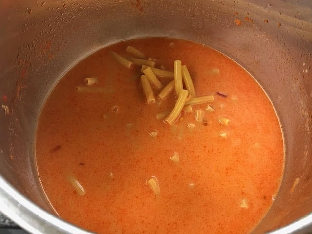 pasta, coocnut milk added to the instant pot