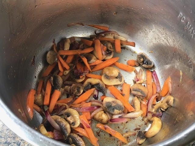 sauteed onion,carrot and mushroom in the instant pot