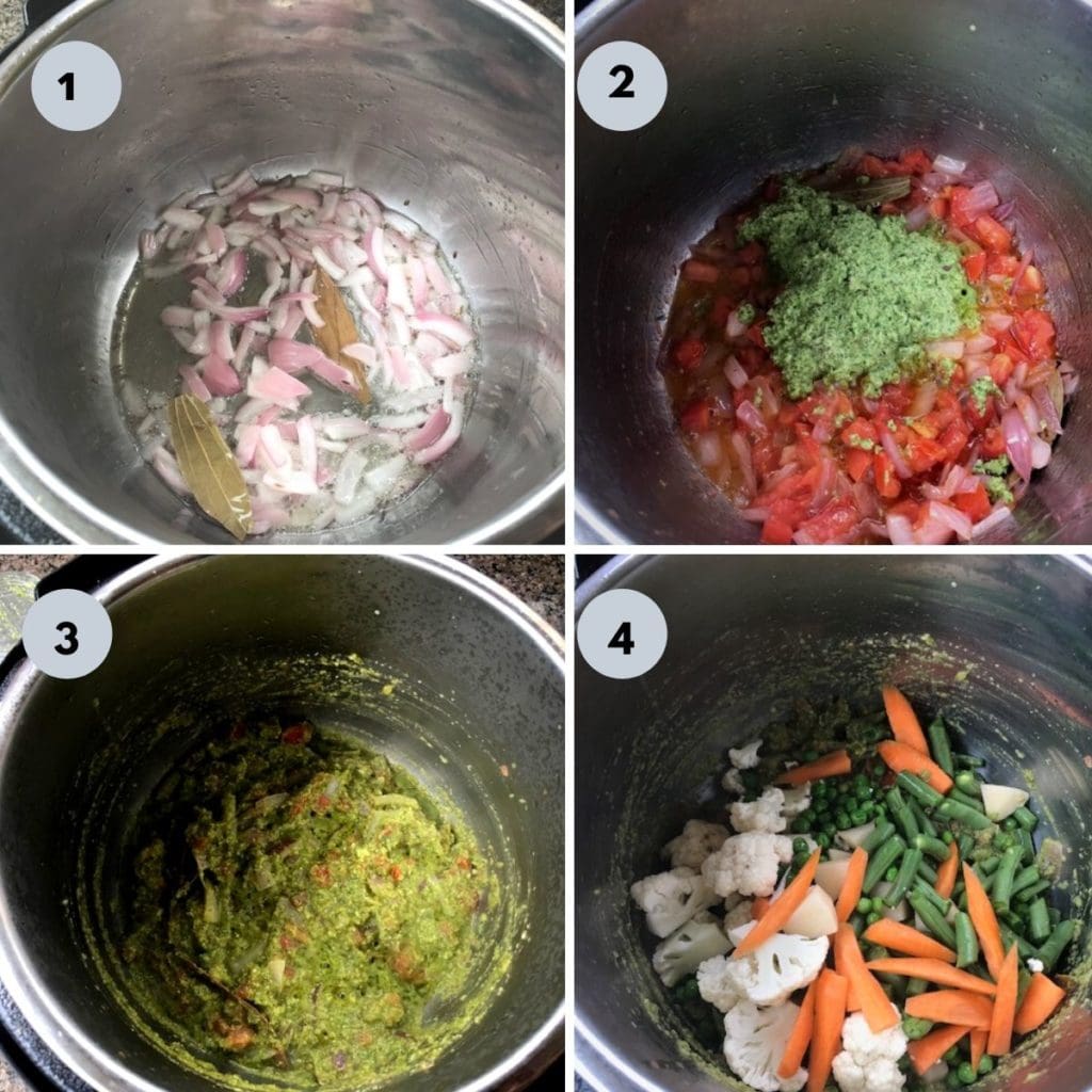 sauteing onion, vegtables  and masala in the instant pot