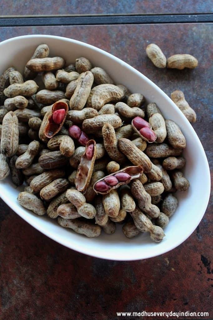 boiled peanuts served in a large white bowl