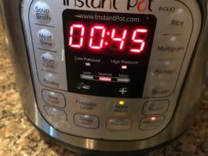 45 minutes time set in the instant pot