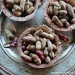 boiled peanuts served in a dry leaf bowl