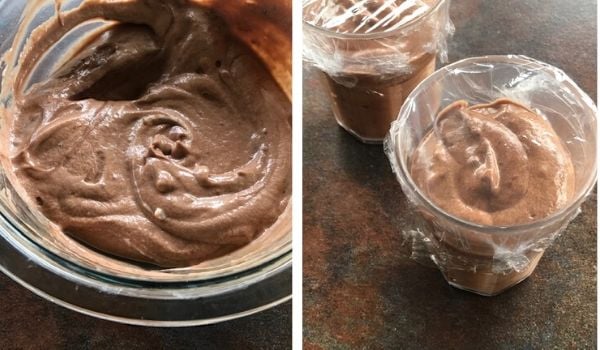 whipped nutella and cream mixture placed in glass cups