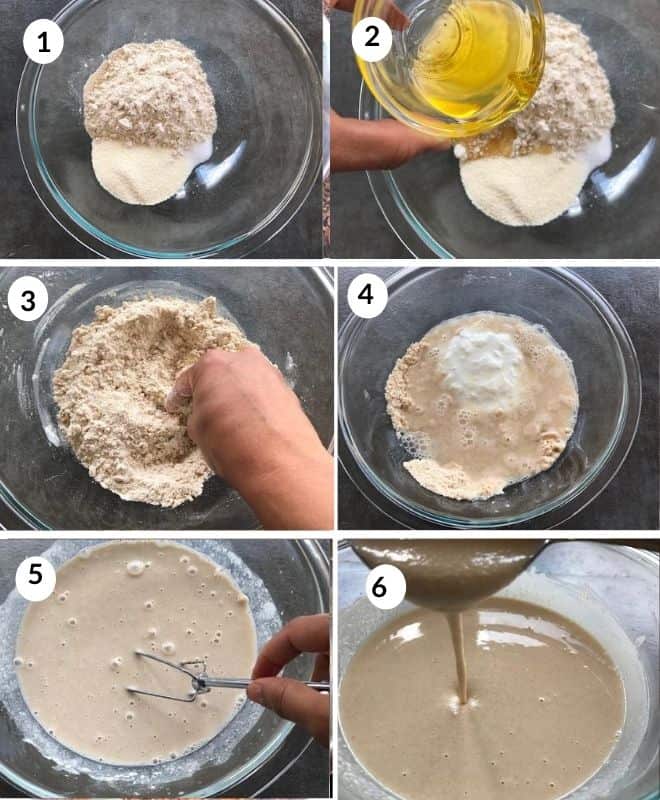 step by step instructions on how to make the wheat flour dosa batter