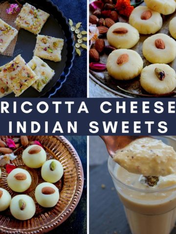 collection of 4 indian desserts made with ricotta cheese