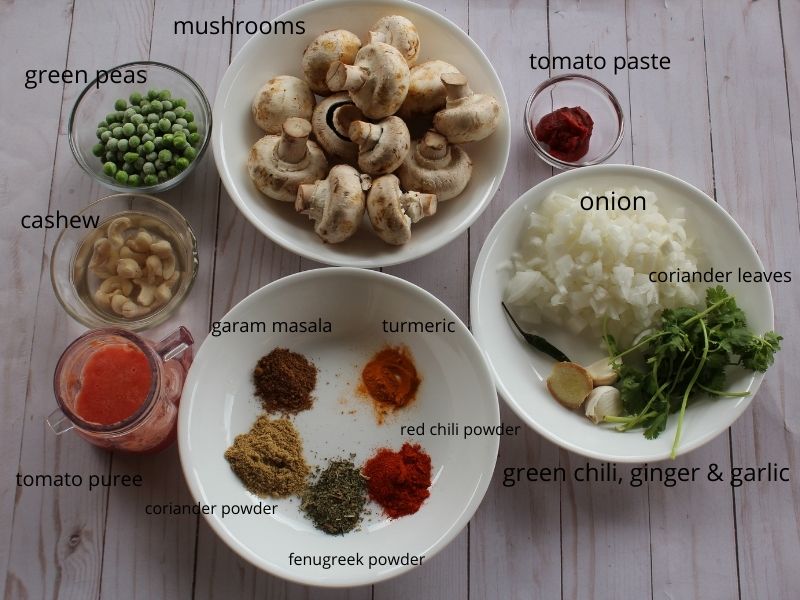 mushroom masala ingredients