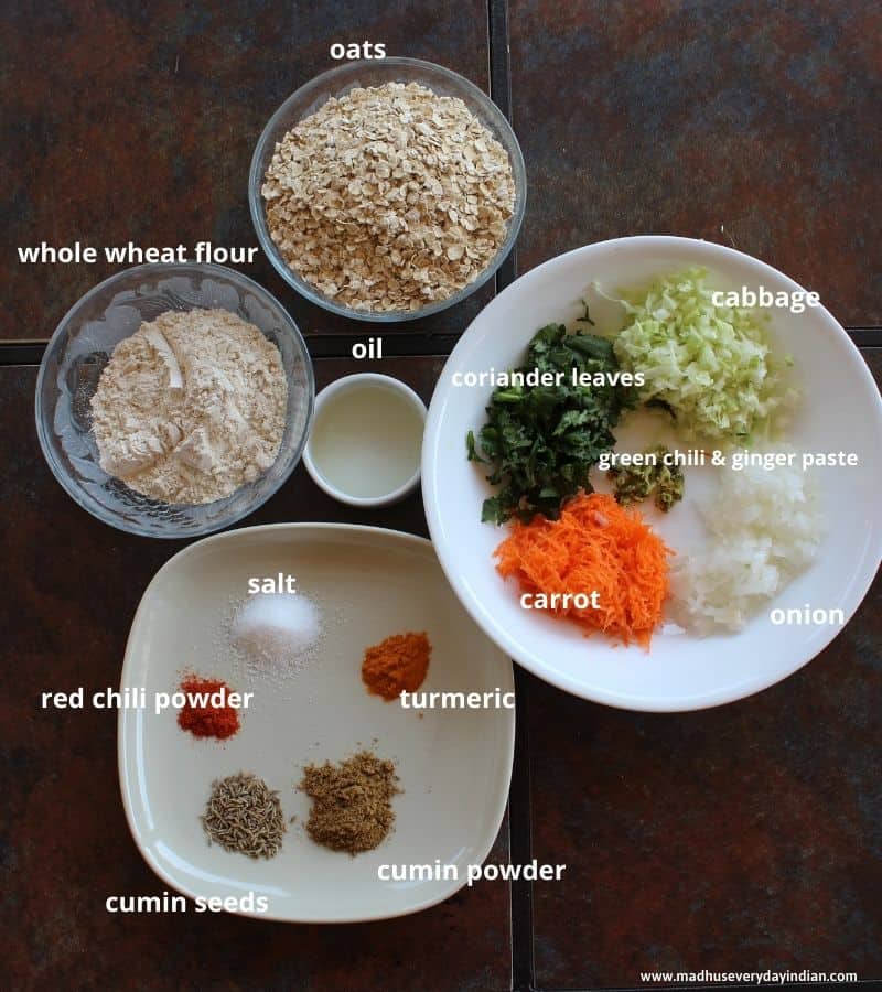 ingredient list to make oats paratha