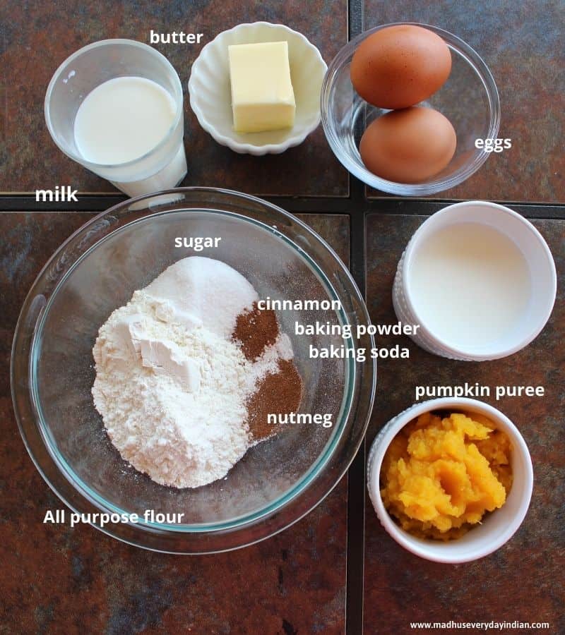 ingredients list to make pumpkin pancakes