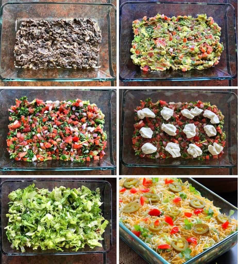 step by step pics of how to make 7 layer dip 