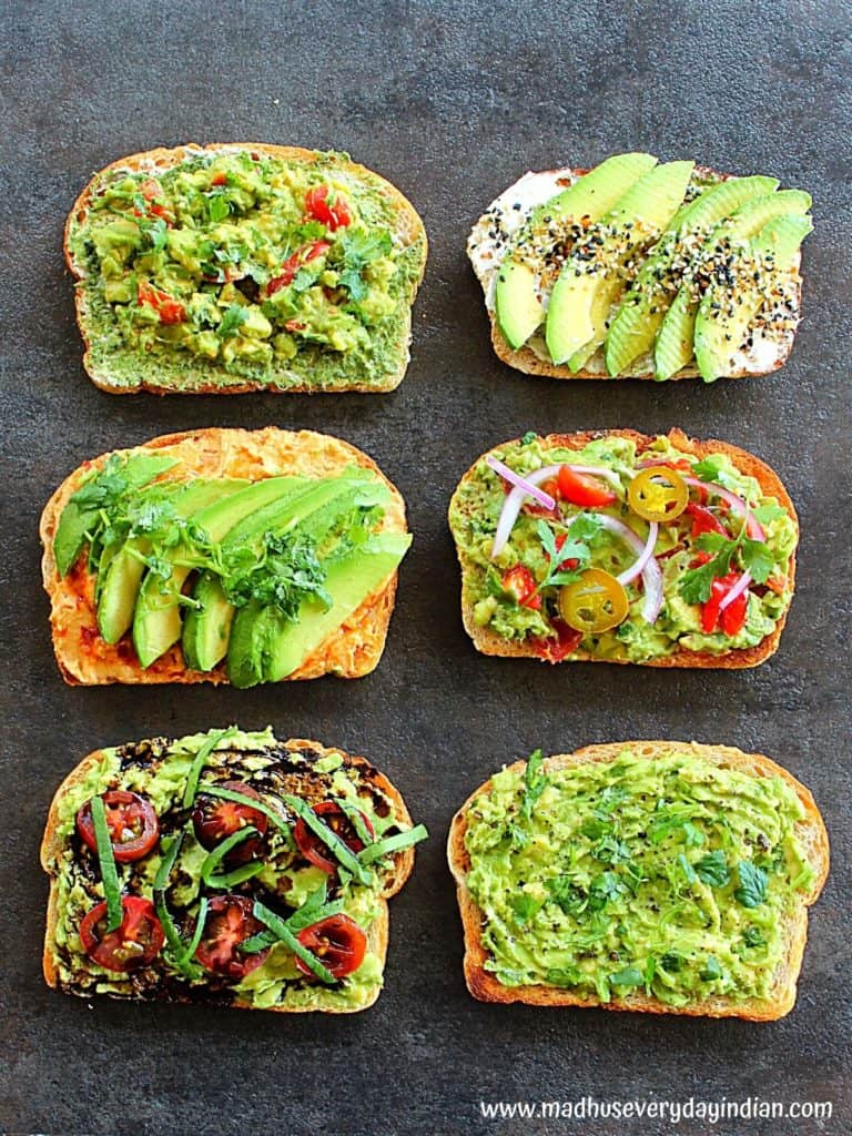 picture of 6 ways to serve avocado toast