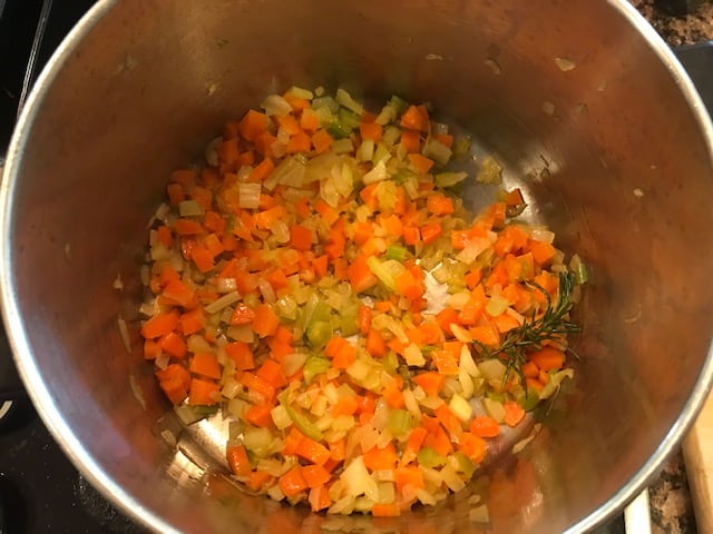 sauteed onion, celery and carrot