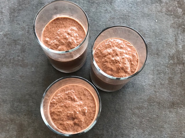3 cups of overnight chocolate chia pudding