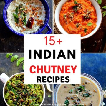 collage of 4 pics of indian chutney recipes