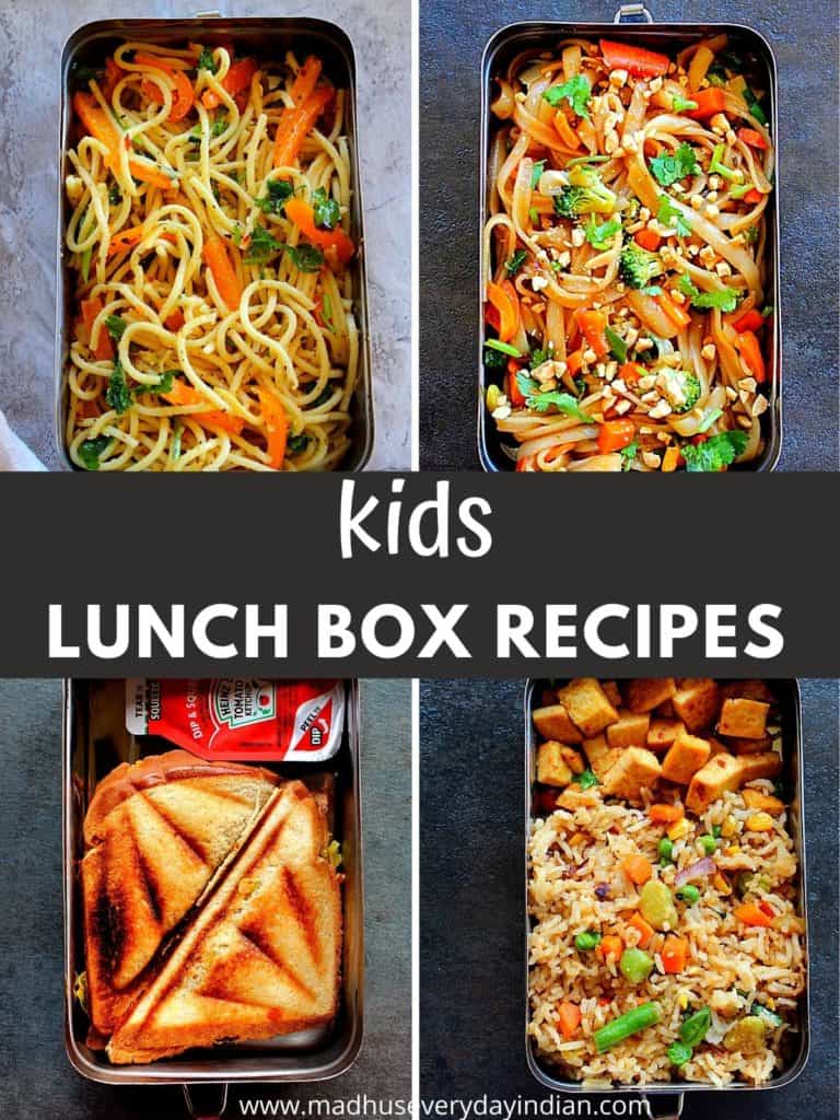 4 pics of lunch box recipes.