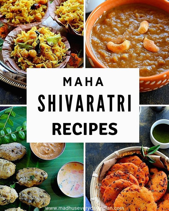 4 pic collage of recipes which can be made for shivaratri.