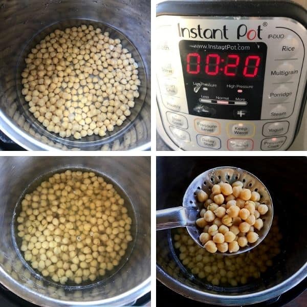 chickpeas cooked for 20 minutes in the instant pot