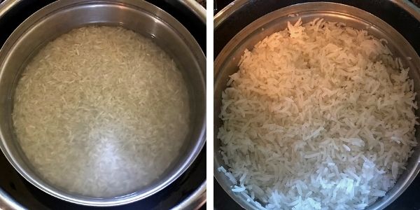 basmati rice soaked and cooked in the isntant pot.