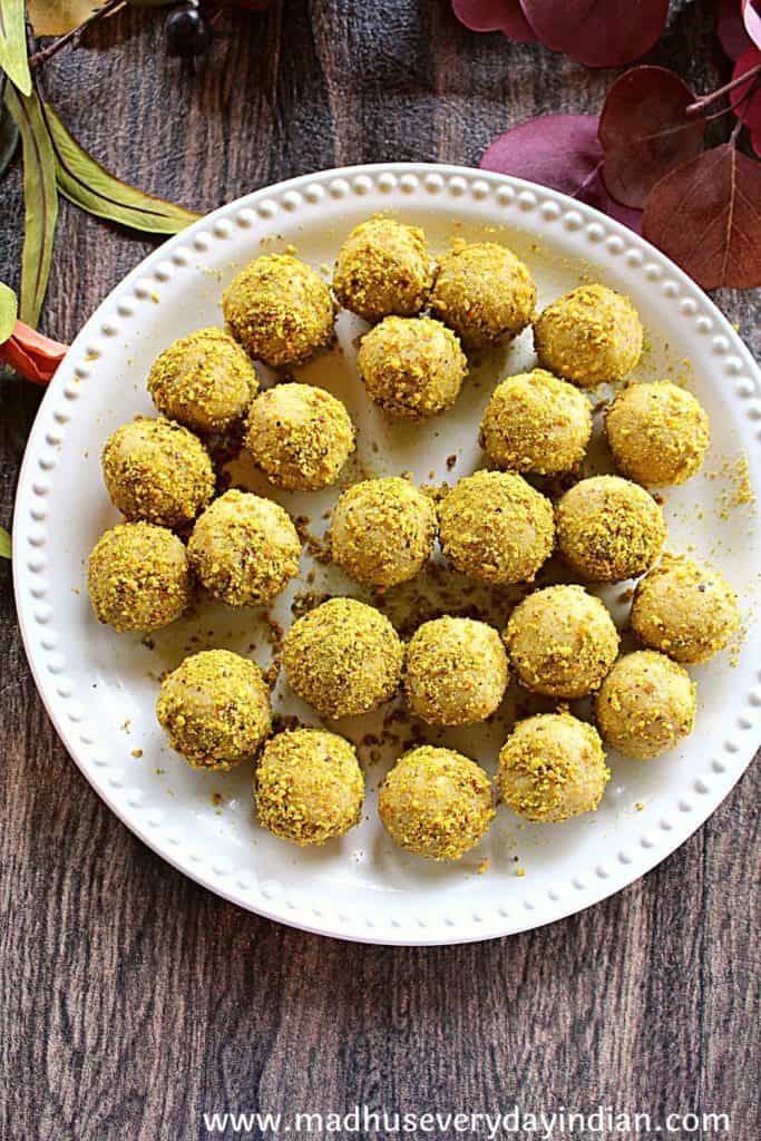 24 ladoo served in a big white plate 