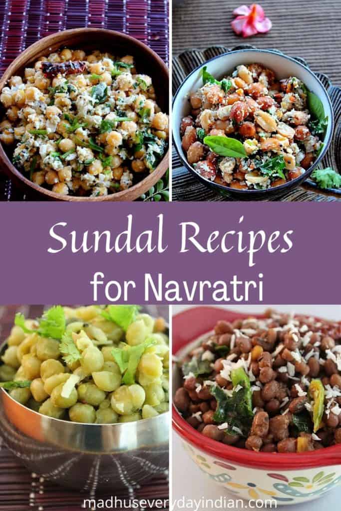 collage of 4 pics of sundal recipes