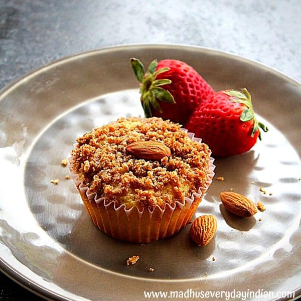 almond flour muffins served with strawberry