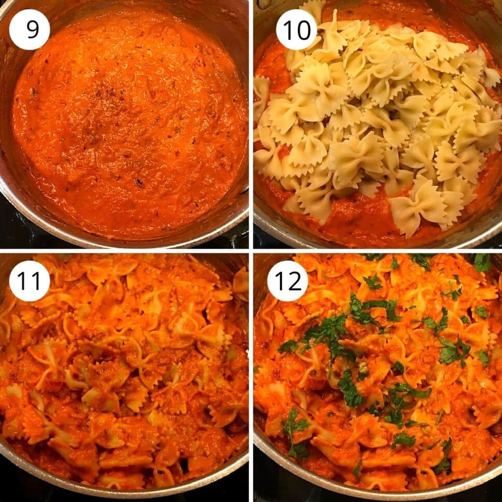 creamy tikka masala is coated with cooked pasta