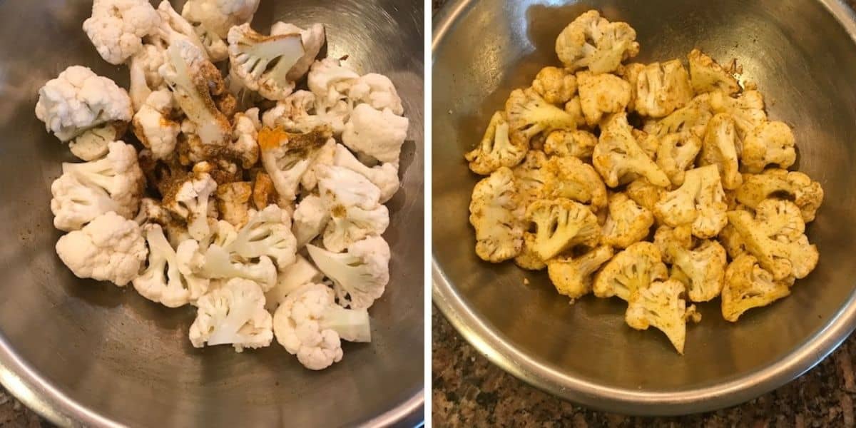 cauliflower florets tossed with spices