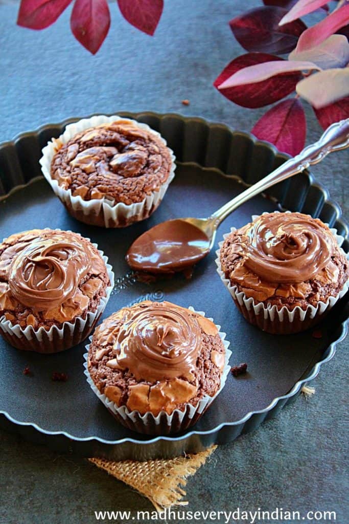 nutella muffins topped with nutella 