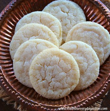 eggless sugar cookies placed in a plate