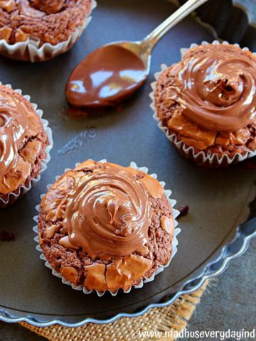 nutella muffins topped with nutella