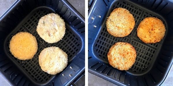 veggie burgers put in  air fryer and cooked till crisp