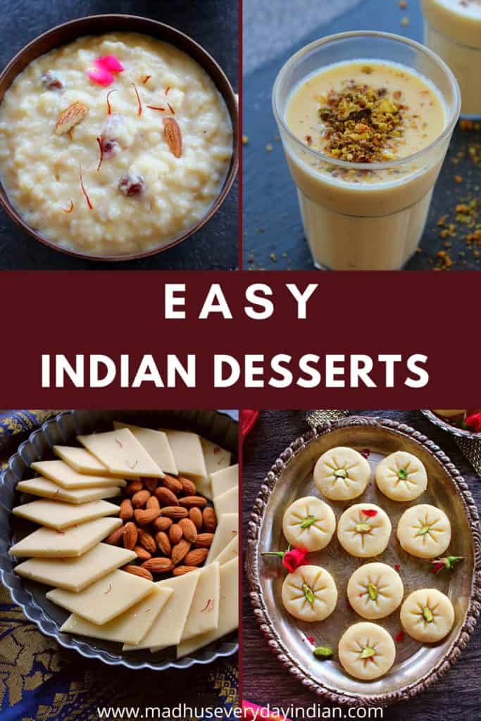 collage of 4 indian desserts